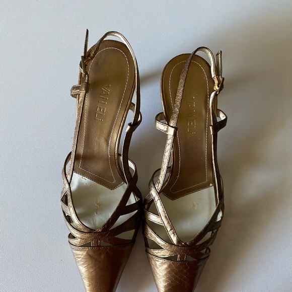 Vaneli Pointed Toe Metallic Strappy Heels Kitten Heels in Size 7 Medium - Picture 1 of 8